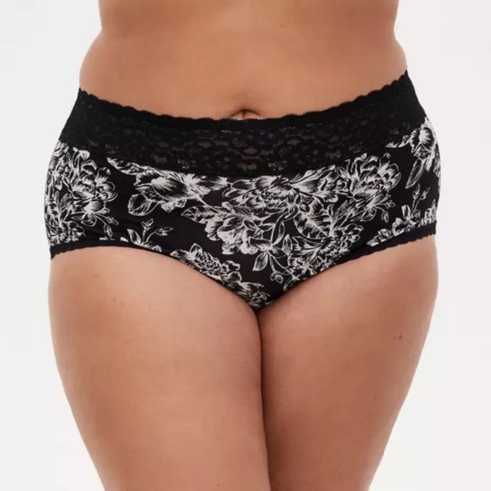 💜 Torrid Curve Sexy Brief Floral Second Skin Mid Rise Cheeky PantySize:1